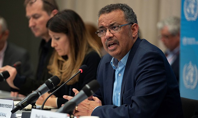 Tiến sĩ Tedros Adhanom Ghebreyesus phát biểu trong cuộc họp khẩn tại Geneva ngày 23/1. Ảnh: Reuters