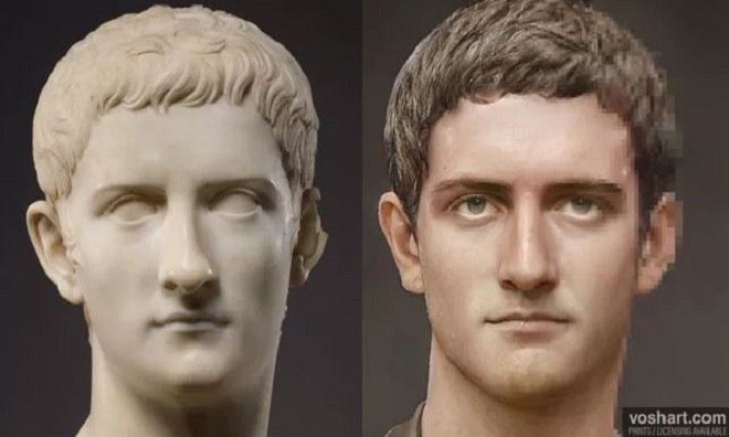 Gương mặt của hoàng đế Caligula do AI phục dựng. - Ảnh: Daniel Voshart.