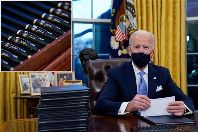 Tổng thống Joe Biden đã ký 37 sắc lệnh hành pháp trong tuần đầu tiên nắm quyền. (Ảnh: AP)
