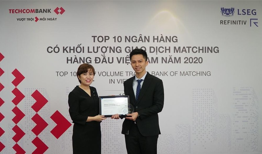 Techcombank được Refinitiv vinh danh Top 4 Ngân hàng giao dịch Matching lớn nhất thị trường ngoại hối Việt Nam.