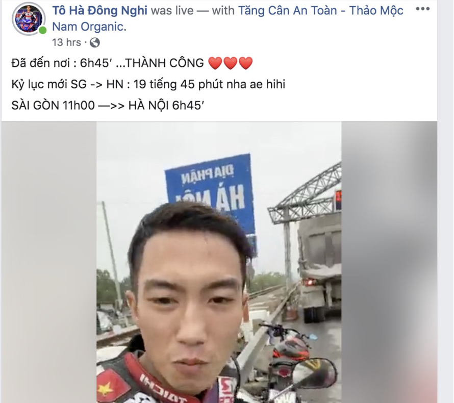 Ngang nhiên vi phạm luật ATGT đường bộ - đi xe máy từ TP Hồ Chí Minh ra Hà Nội trong gần 20 giờ