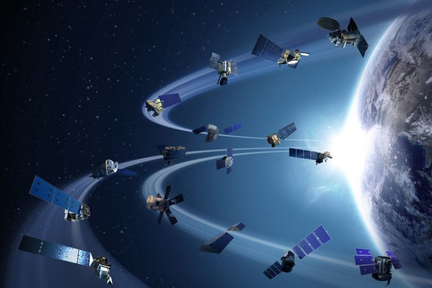 Hình minh họa mô tả hạm đội vệ tinh quan sát Trái đất của NASA. Ảnh: NASA