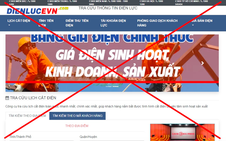 Trang web này đã sử dụng tên miền và một số nội dung, hình ảnh gây hiểu nhầm là ấn phẩm thông tin thuộc Tập đoàn Điện lực Việt Nam.