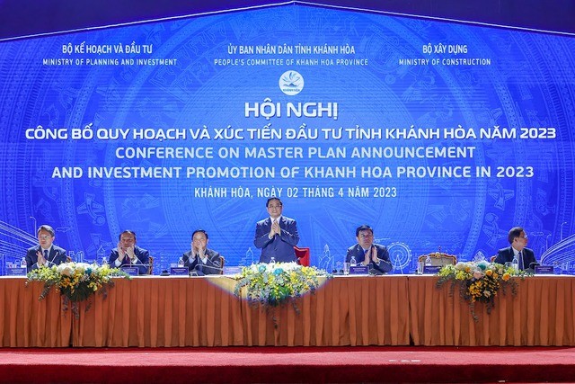 Thủ tướng Phạm Minh Chính dự Hội nghị công bố Quy hoạch và Xúc tiến đầu tư tỉnh Khánh Hòa năm 2023. Ảnh: VGP/Nhật Bắc.