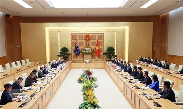 Thủ tướng Phạm Minh Chính và Thủ tướng Australia Anthony Albanese hội đàm. Ảnh: Dương Giang/TTXVN.