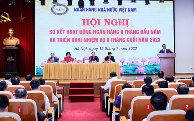 Thủ tướng Phạm Minh Chính phát biểu chỉ đạo hội nghị triển khai nhiệm vụ ngân hàng 6 tháng cuối năm 2023. Ảnh: Dương Giang/TTXVN.