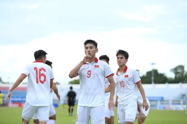 U23 Việt Nam vào chung kết U23 Đông Nam Á 2023 sau trận thắng đậm trước Malaysia. Ảnh: TTXVN.