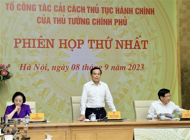 Phó Thủ tướng Trần Lưu Quang, Tổ trưởng Tổ công tác, phát biểu. Ảnh: Lâm Khánh/TTXVN.