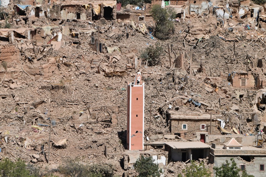 Phần lớn các ngôi nhà tại làng Tikht đã bị san phẳng. Ảnh: AFP.