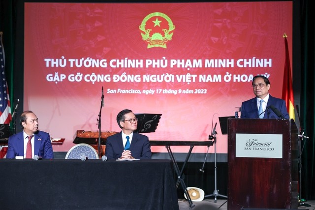 Thủ tướng Phạm Minh Chính: Mong 2,2 triệu kiều bào tiếp tục đóng góp cho đất nước và quan hệ Đối tác chiến lược toàn diện Việt Nam – Hoa Kỳ. Ảnh: VGP/Nhật Bắc.