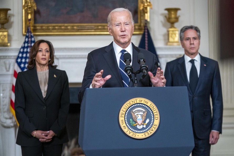 Tổng thống Mỹ Joe Biden phát biểu về cuộc xung đột Israel-Hamas. Ảnh: EFE.