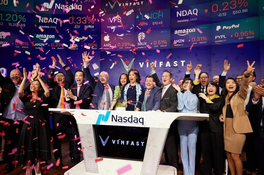 Cổ phiếu VinFast (VFS) chính thức niêm yết trên sàn NASDAQ hồi tháng 8. Ảnh: VinFast.
