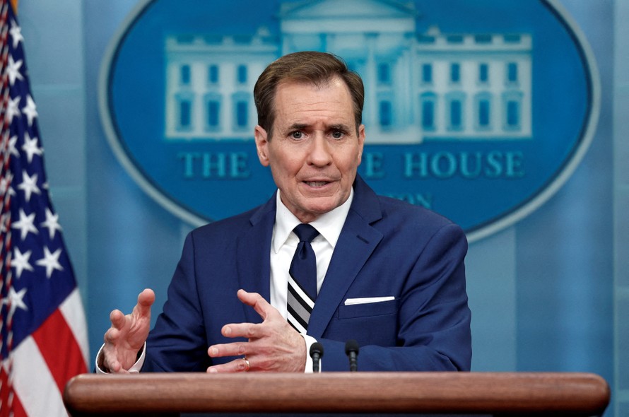 Người phát ngôn Hội đồng An ninh Quốc gia John Kirby phát biểu trong cuộc họp báo tại Nhà Trắng ở Washington. Ảnh: Reuters.