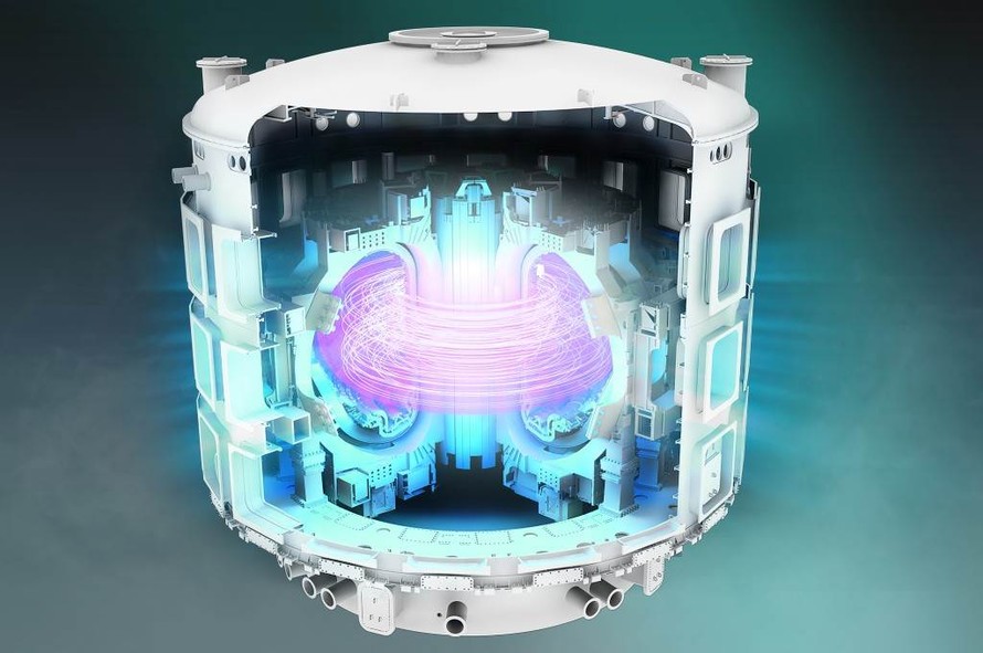 Hình ảnh thể hiện ý tưởng của Lò phản ứng Thí nghiệm Nhiệt hạch Quốc tế (ITER) nhằm chứng minh tính khả thi công nghiệp của năng lượng nhiệt hạch hạt nhân. Ảnh: iter.org.