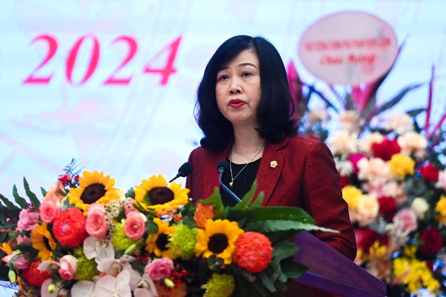 Bộ trưởng Bộ Y tế Đào Hồng Lan phát biểu tại Hội nghị triển khai công tác y tế năm 2024.