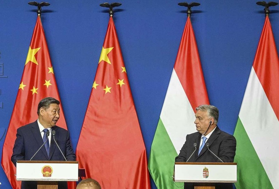 Chủ tịch Trung Quốc Tập Cận Bình và Thủ tướng Hungary Viktor Orban tại Budapest, Hungary, ngày 9/5/2024.