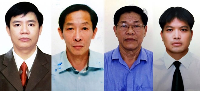 Ông Lê Đình Mậu (bìa trái) và 3 bị can trong vụ án.