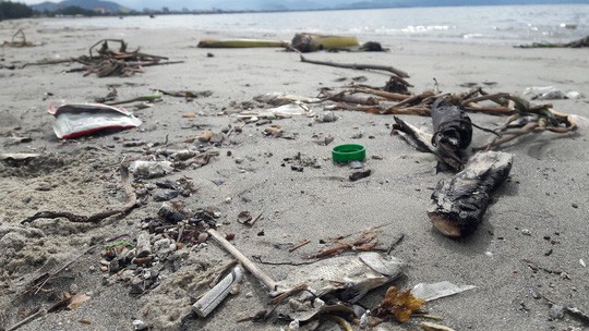 Đủ loại rác ập vào bờ biển Nguyễn Tất Thành khiến người dân không thể tắm biển suốt nhiều ngày qua