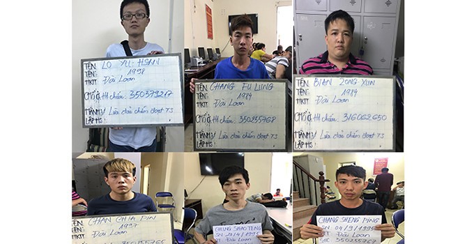 Sáu người Đài Loan bị bắt giữ. Ảnh: Viết Phạm.