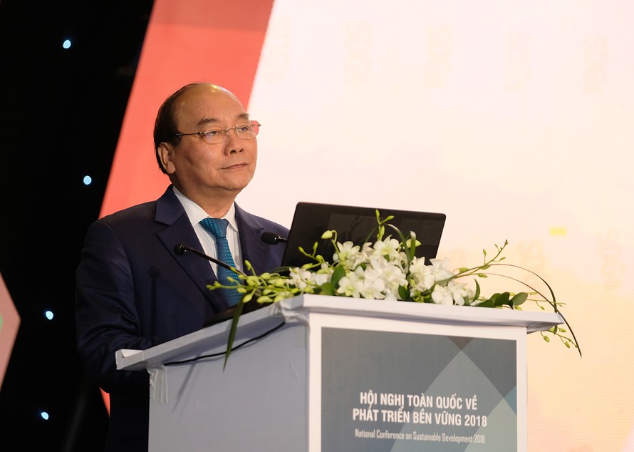 Thủ tướng Nguyễn Xuân Phúc phát biểu kết luận hội nghị và có những chỉ đạo rất cụ thể về chiến lược phát triển bền vững 