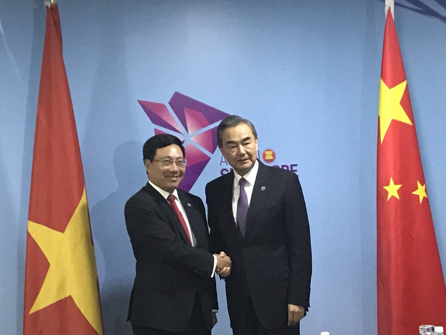 Phó Thủ tướng Phạm Bình Minh và Bộ trưởng Ngoại giao Trung Quốc Vương Nghị tại cuộc gặp ngày 3/8