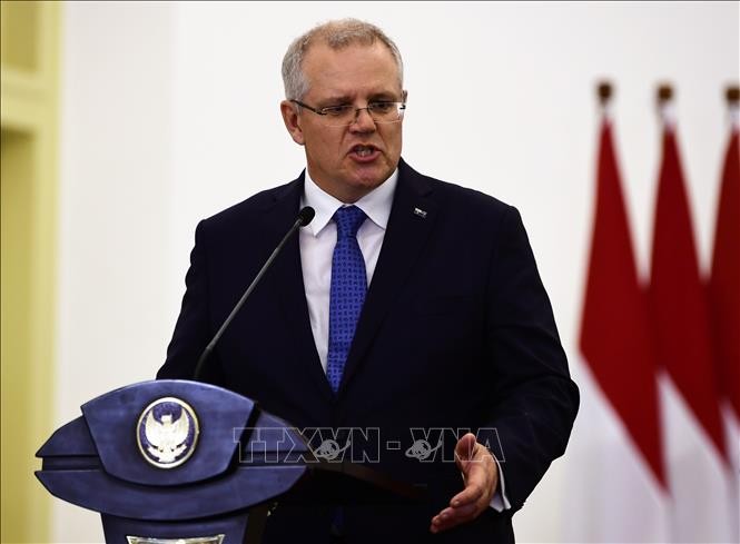 Thủ tướng Australia Scott Morrison thông báo chuyển Đại sứ quán Australia tại Israel từ Tel Aviv đến Jerusalem. Ảnh: AFP/TTXVN
