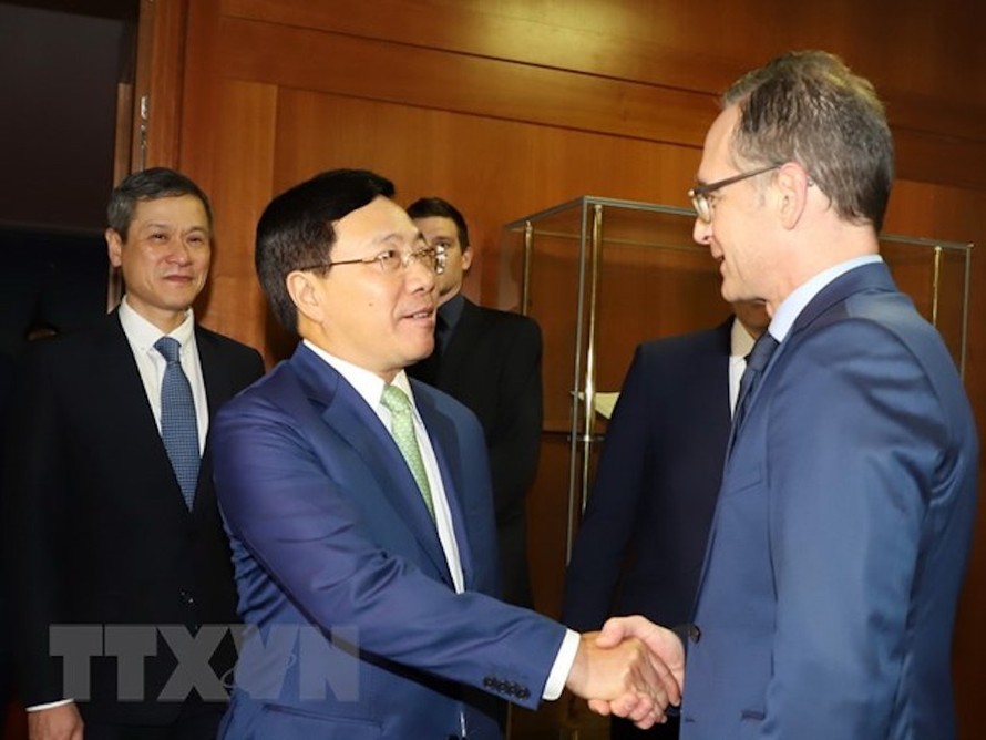 Phó Thủ tướng, Bộ trưởng Ngoại giao Phạm Bình Minh gặp, hội đàm với Bộ trưởng Ngoại giao CHLB Đức Heiko Maas.