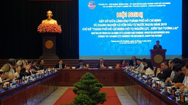 Hội nghị gặp gỡ giữa lãnh đạo TP Hồ Chí Minh và DN FDI nhằm giải quyết các vướng mắc cho DN.