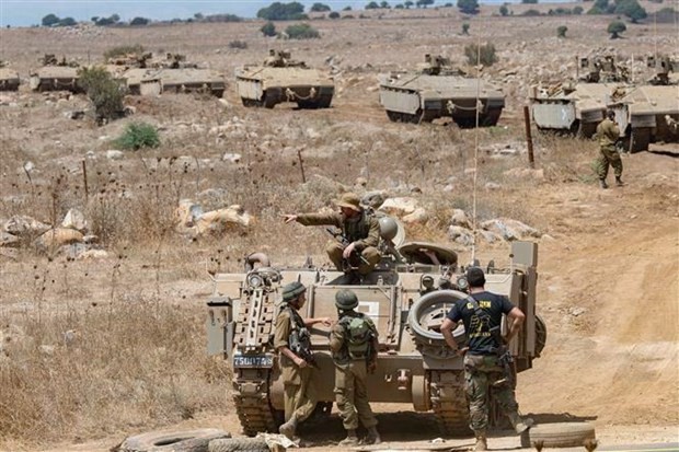 Binh sỹ Israel tham gia huấn luyện tại vùng chiếm đóng trên Cao nguyên Golan ngày 7/8/2018. (Nguồn: THX/TTXVN)