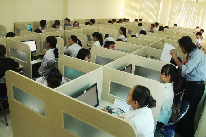 Kỳ thi đánh giá năng lực được thi trên máy tính của ĐH Quốc gia Hà Nội là cơ sở để Bộ GD&ĐT đề xuất phương án thi trên máy tính. Ảnh: ĐHQGHN