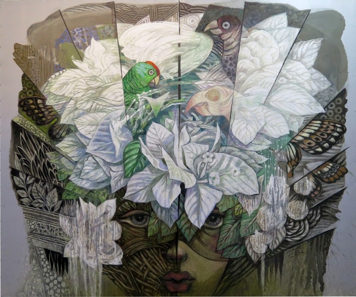 Tác phẩm "Phía sau của bông hoa" của họa sĩ Philipines. (Ảnh: BTC cung cấp)