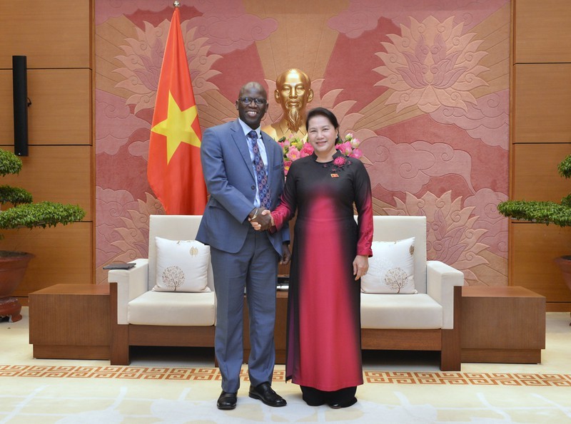 Chủ tịch Quốc hội Nguyễn Thị Kim Ngân tiếp Giám đốc Quốc gia Ngân hàng Thế giới (WB) tại Việt Nam Ousmane Dione. 