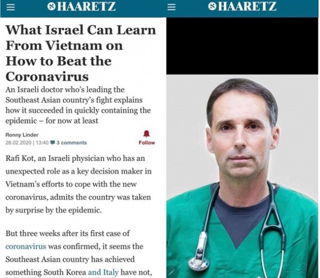 Bài báo "“What Israel Can Learn From Vietnam on How to Beat the Coronavirus” được đăng tải trên báo Haaretz.