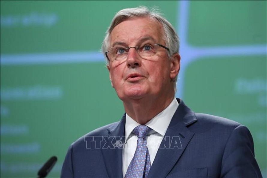 Trưởng đoàn đàm phán Liên minh châu Âu (EU) Michel Barnier phát biểu tại cuộc họp báo ở Brussels, Bỉ ngày 3/2/2020