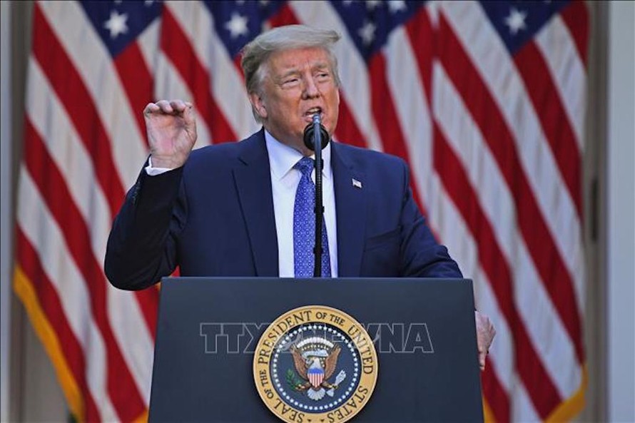 Tổng thống Mỹ Donald Trump tại cuộc họp báo ở Washington, DC. Ảnh: AFP/TTXVN