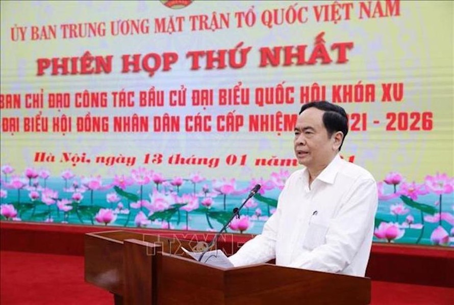 Chủ tịch Uỷ ban Trung ương MTTQ Việt Nam Trần Thanh Mẫn chủ trì cuộc họp.
