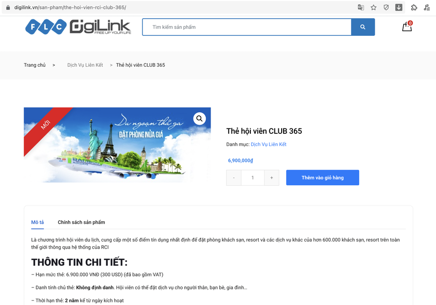 : Thẻ hội viên Club 365 được giao dịch trên sàn DigiLink với giá chỉ 6.900.000 đồng.