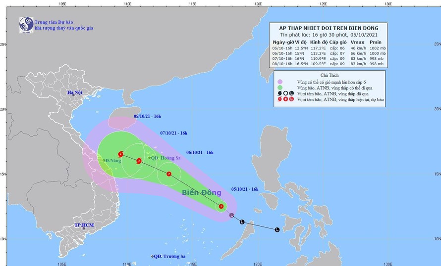 Áp thấp nhiệt đới tại biển Đông có thể mạnh lên thành bão