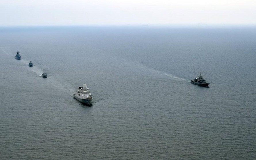 Các tàu tham gia cuộc tập trận. (Nguồn: mil.gov.ua).