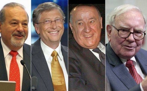 Carlos Slim (trái), Bill Gates, Amancio Ortega và Warren Buffett đều từng giàu nhất thế giới. Ảnh: El Nacional