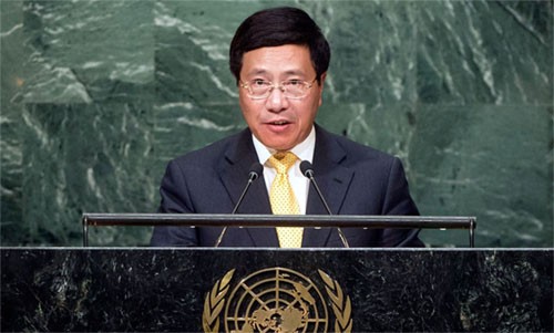 Phó thủ tướng Phạm Bình Minh tại Đại hội đồng LHQ. Ảnh: UN