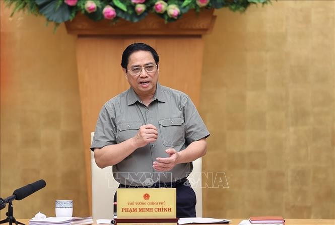 Thủ tướng Phạm Minh Chính phát biểu khai mạc Phiên họp Chính phủ chuyên đề pháp luật. Ảnh: TTXVN
