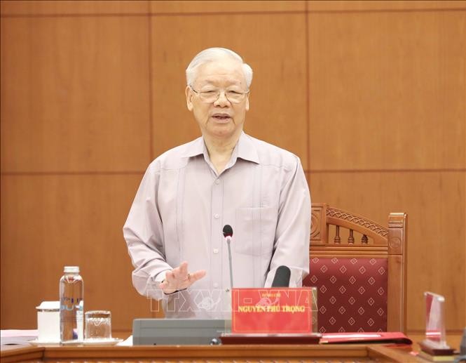 Tổng Bí thư Nguyễn Phú Trọng, Trưởng Ban Chỉ đạo phát biểu chỉ đạo cuộc họp. Ảnh: Phương Hoa