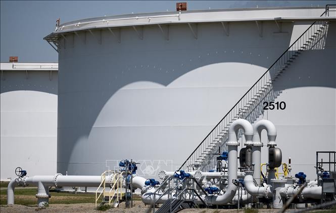 Kho dự trữ dầu thô tại Cushing, Oklahoma, Mỹ. Ảnh: AFP.
