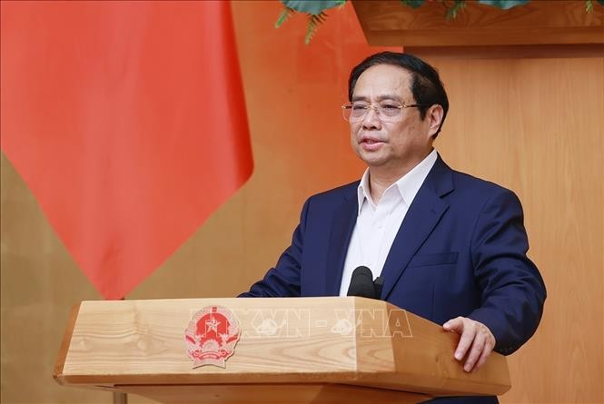 Thủ tướng Phạm Minh Chính chủ trì Phiên họp Chính phủ thường kỳ tháng 5 năm 2023. Ảnh: Dương Giang.