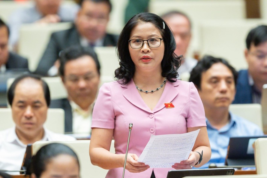 Đại biểu Nguyễn Thị Lan, Đoàn ĐBQH TP Hà Nội phát biểu tại Quốc hội.