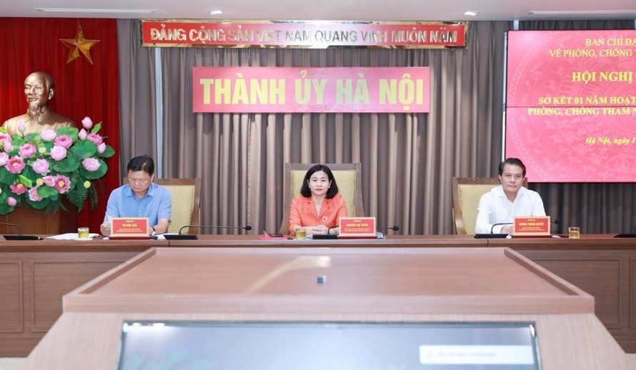Phó Bí thư Thường trực Thành ủy Nguyễn Thị Tuyến chủ trì tại điểm cầu Thành uỷ Hà Nội