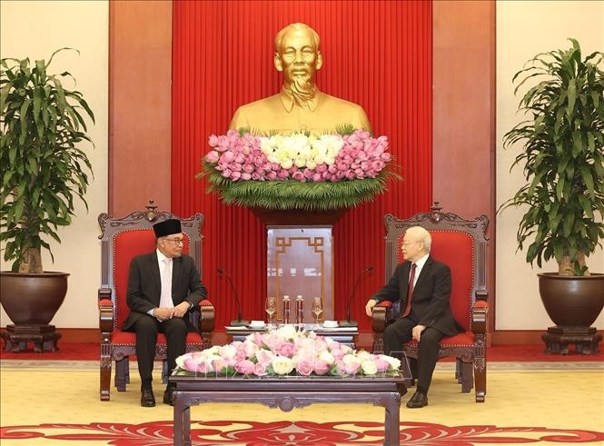 Tổng Bí thư Nguyễn Phú Trọng tiếp Thủ tướng Malaysia Anwar Ibrahim thăm chính thức Việt Nam. Ảnh: Trí Dũng