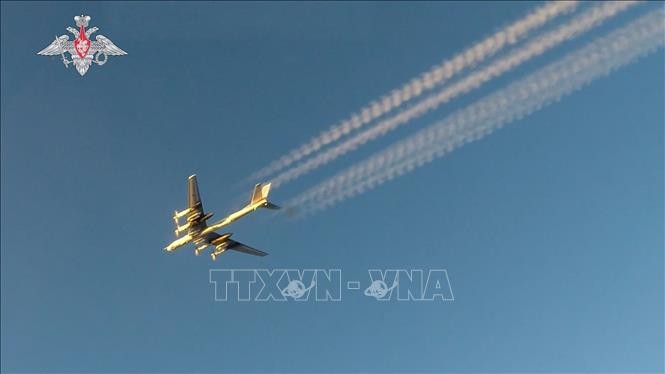 Máy bay ném bom Tu-95MS của Nga trong một cuộc diễn tập ở nước này năm 2022. Ảnh: AFP/TTXVN