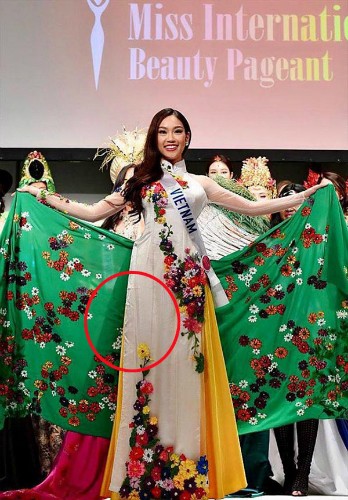 Người đẹp Việt mặc áo dài 'nhăn nhúm, quê mùa' thi Hoa hậu Quốc tế